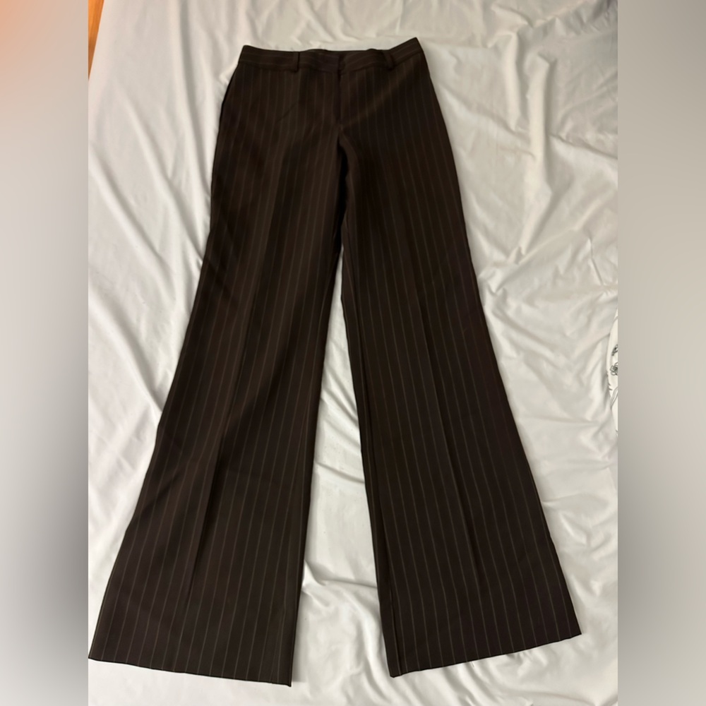Brown Pinstripe Dress Pants